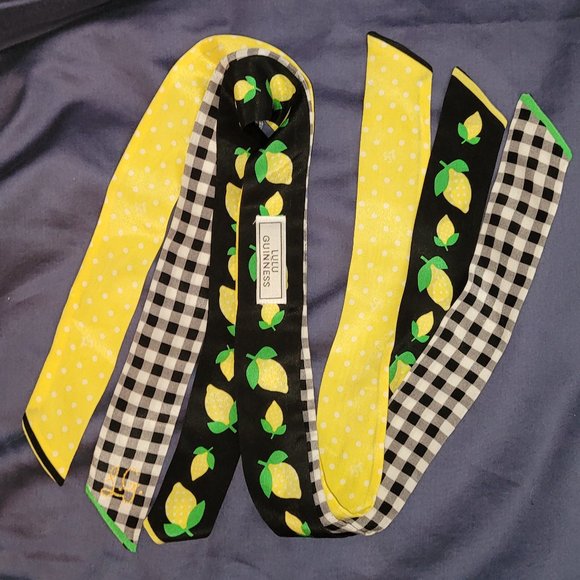 Lulu Guinness Lemon, Gingham, Dot skinny ponytail scarf - Picture 2 of 5